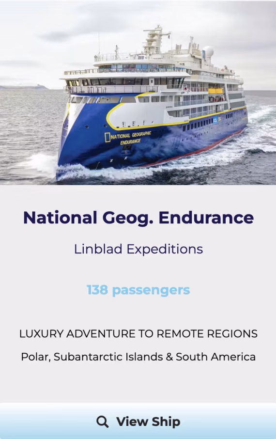 NATIONAL GEOGRAPHIC ENDURANCE Antarctica cruise ship tile